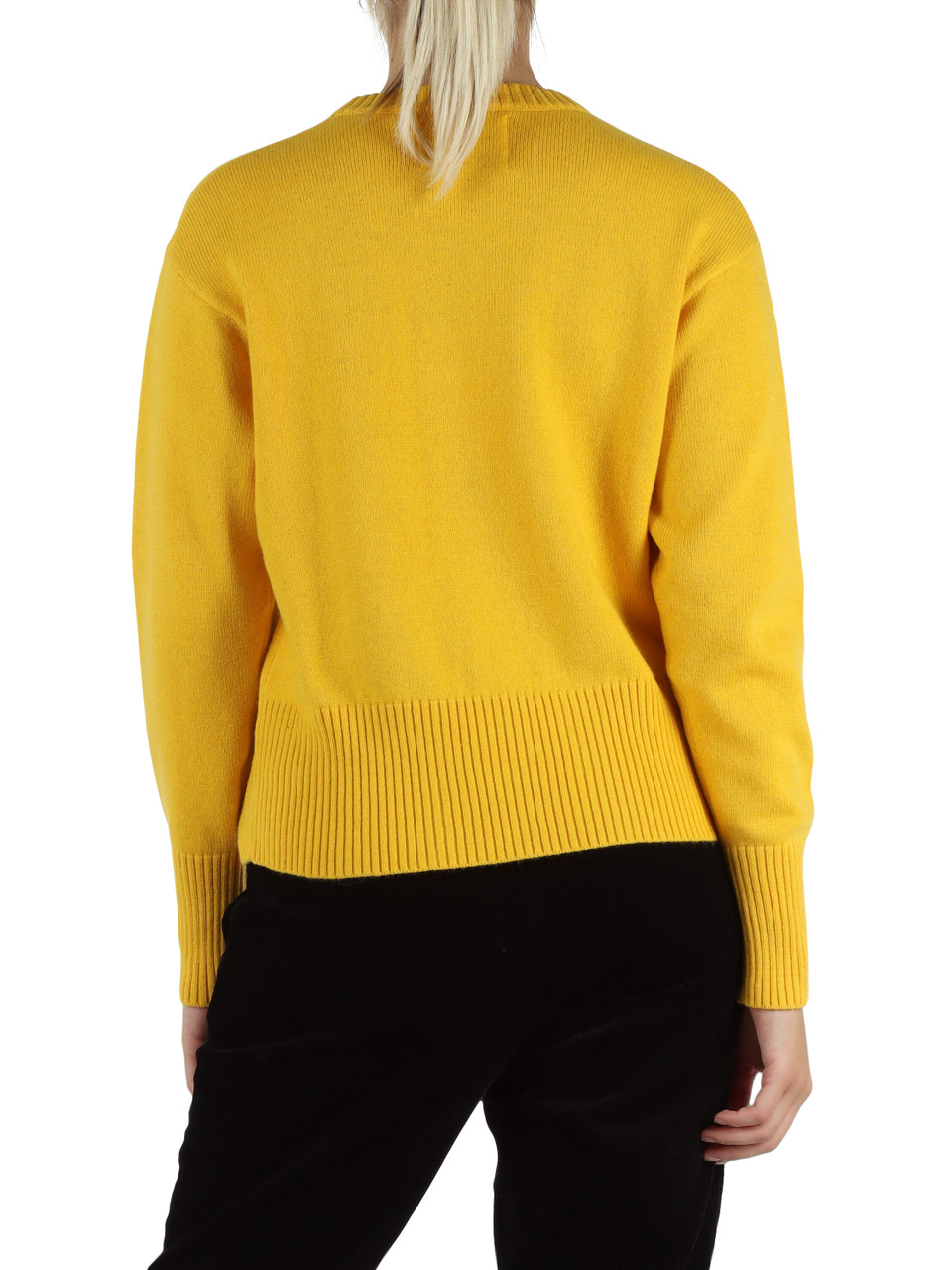 GIALLO | PEANUTS: Maglia girocollo in misto lana merino e cashmere