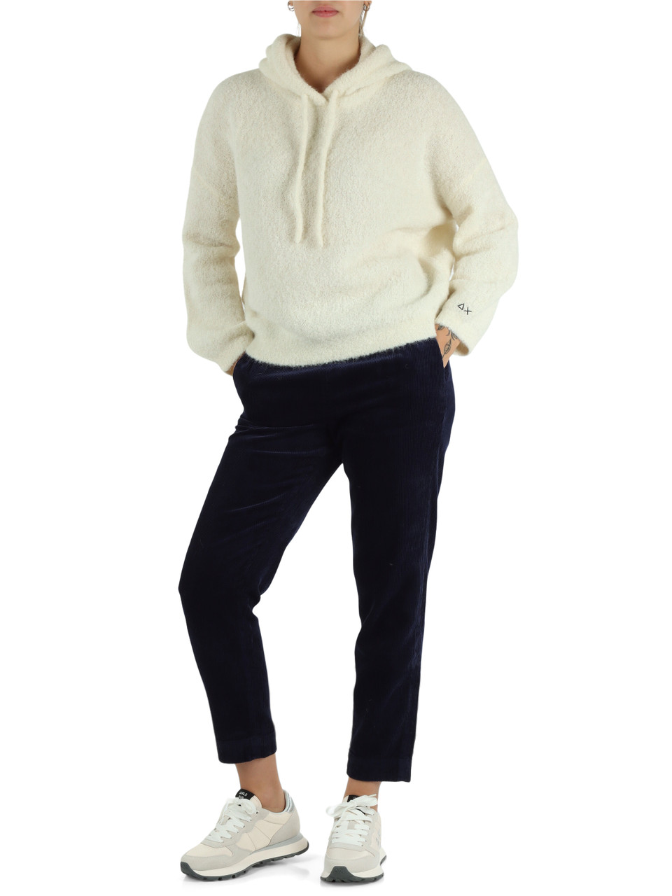 PANNA | Maglia bouclé con cappuccio in misto alpaca