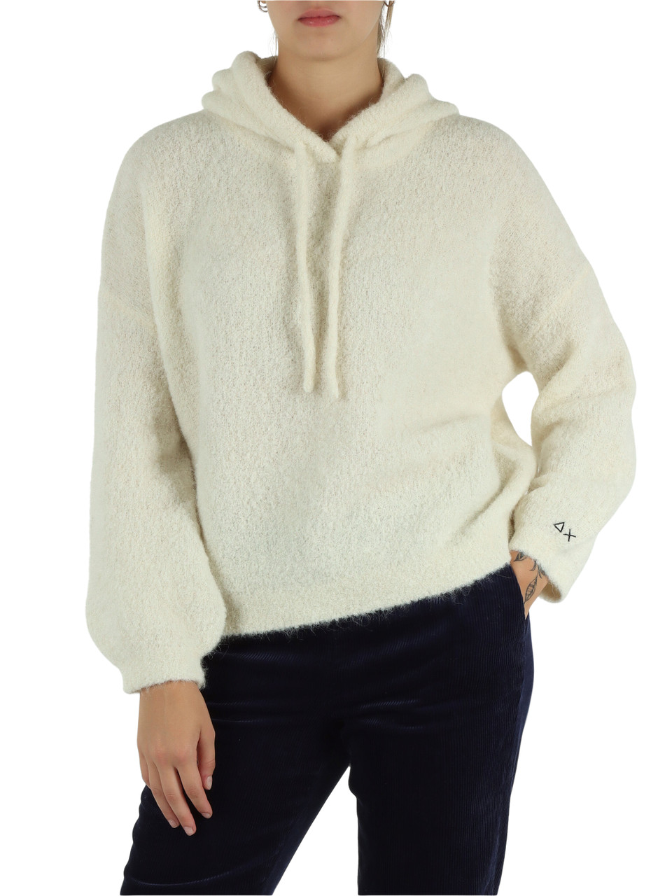 PANNA | Maglia bouclé con cappuccio in misto alpaca