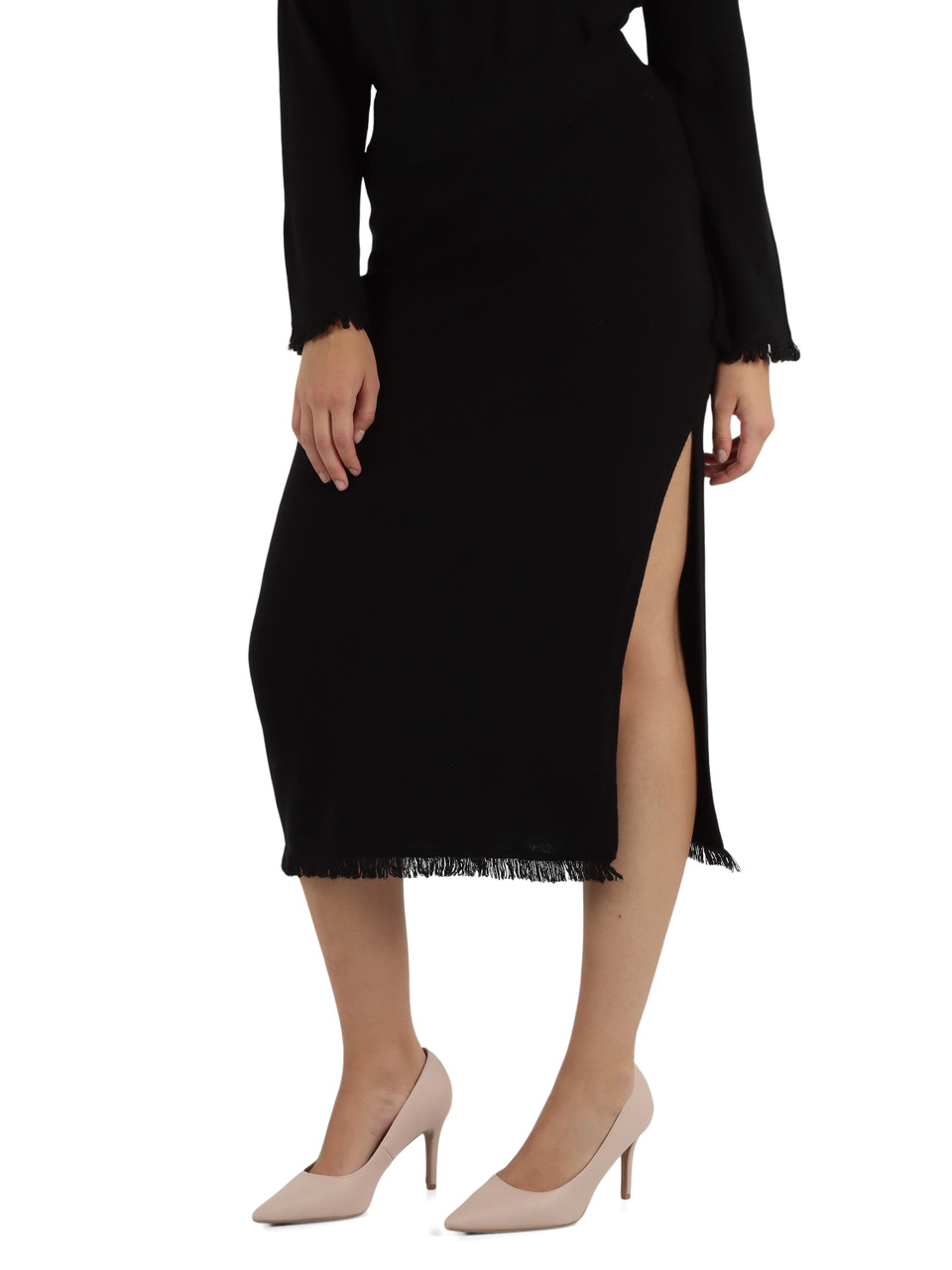 NERO | Gonna midi in lana merino e cashmere