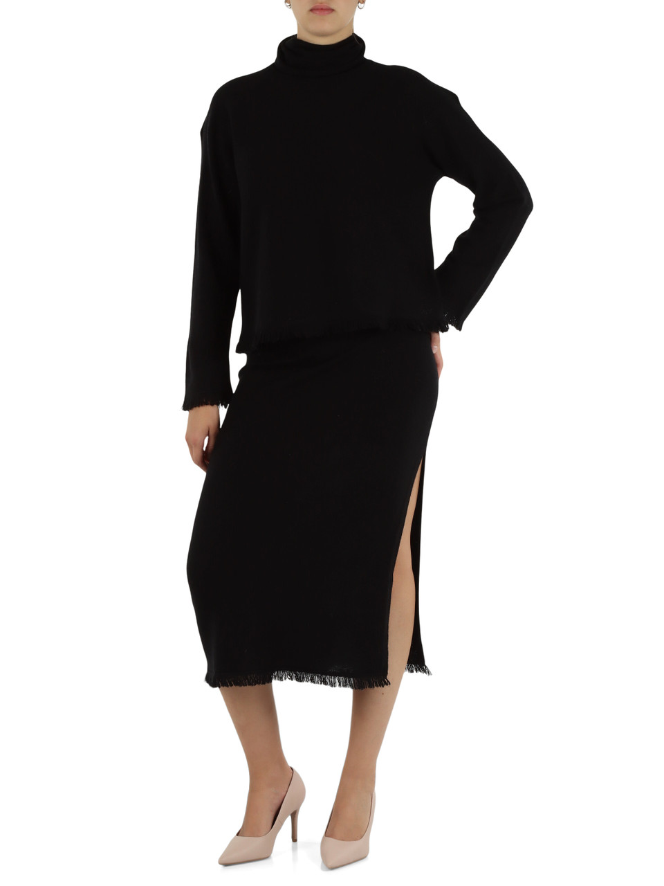 NERO | Maglia collo alto in lana merino e cashmere