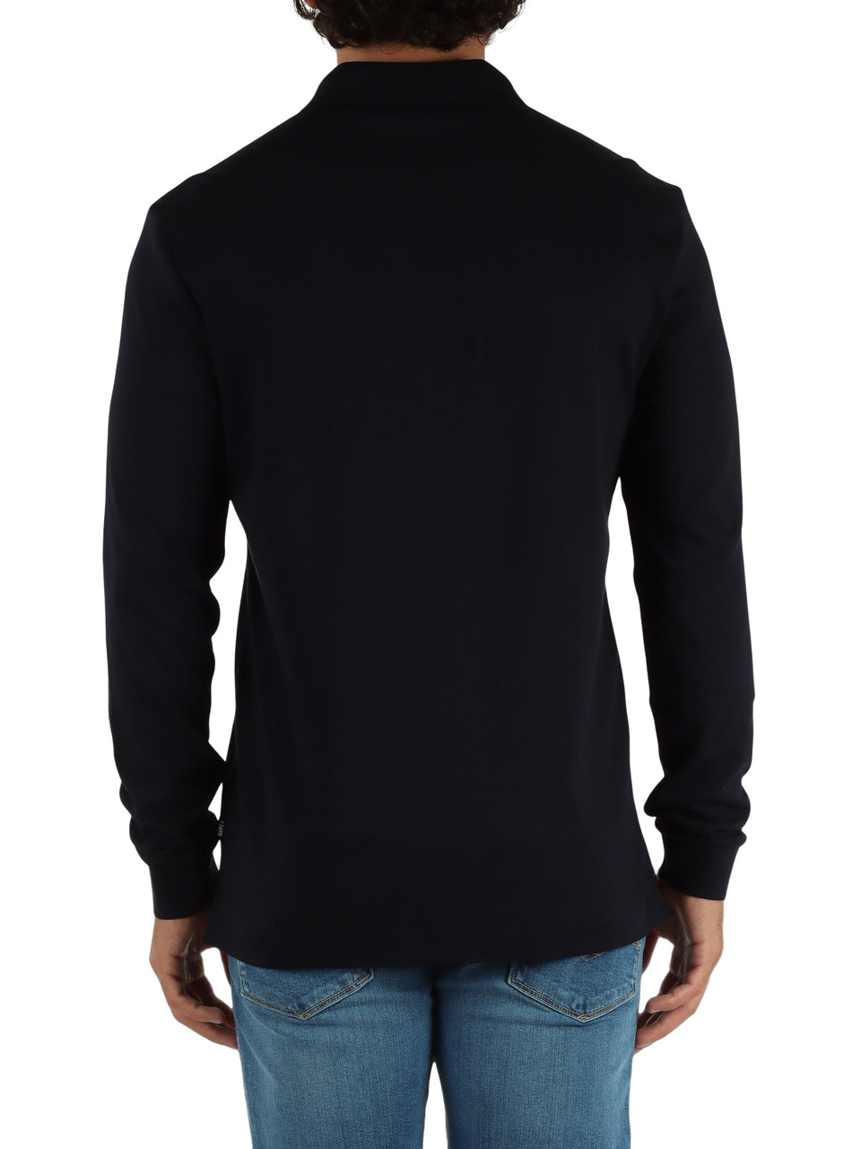 BLU SCURO | Polo manica lunga in cotone con ricamo logo