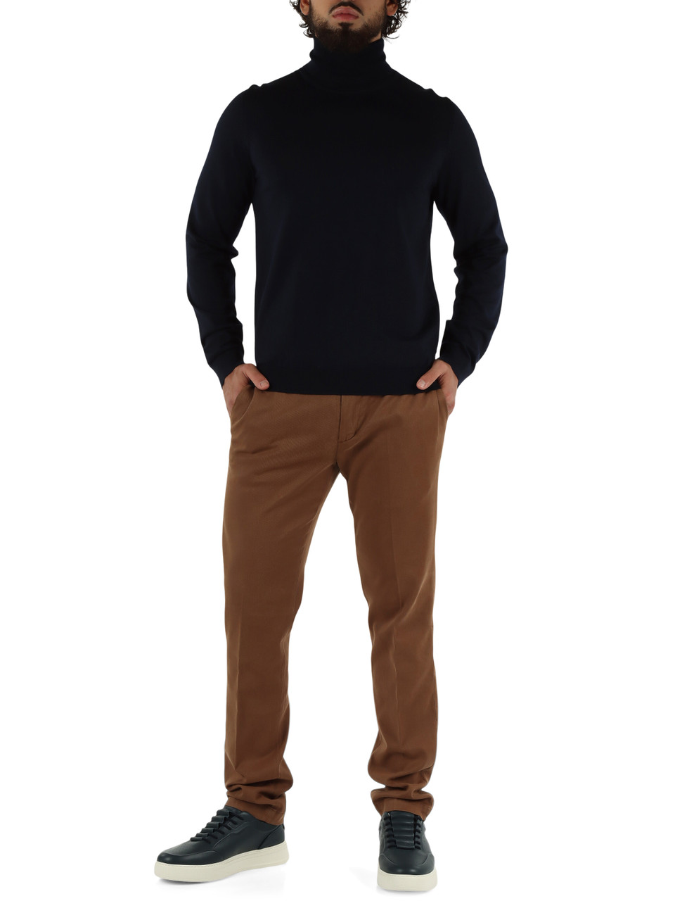 MARRONE CHIARO | Pantalone regular fit in misto cotone