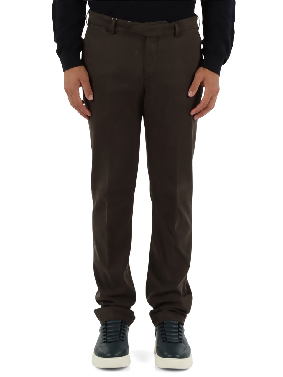 MARRONE | Pantalone regular fit in misto cotone