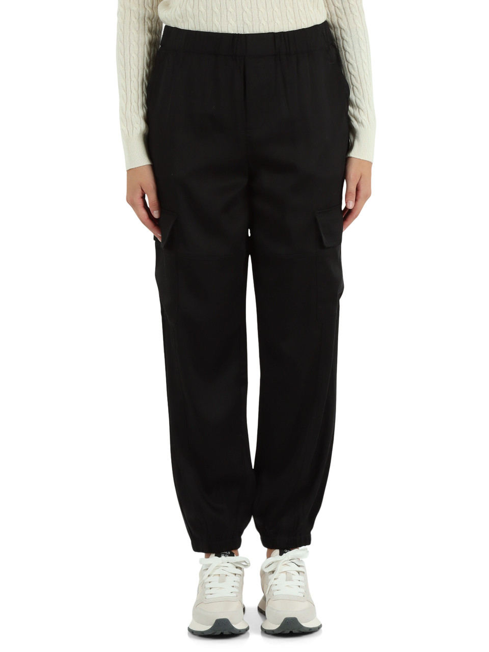 NERO | Pantalone cargo in misto cotone e viscosa