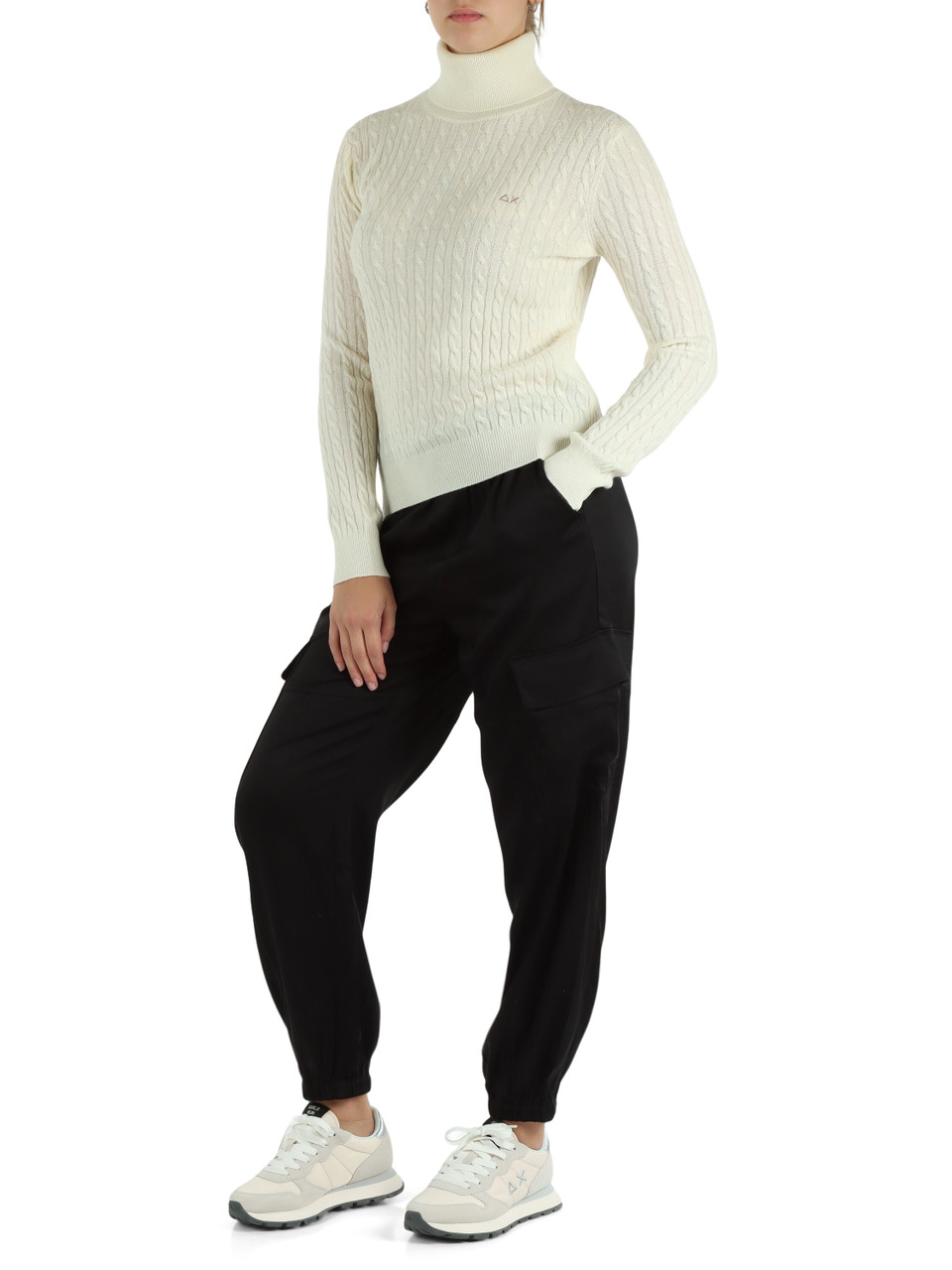 NERO | Pantalone cargo in misto cotone e viscosa