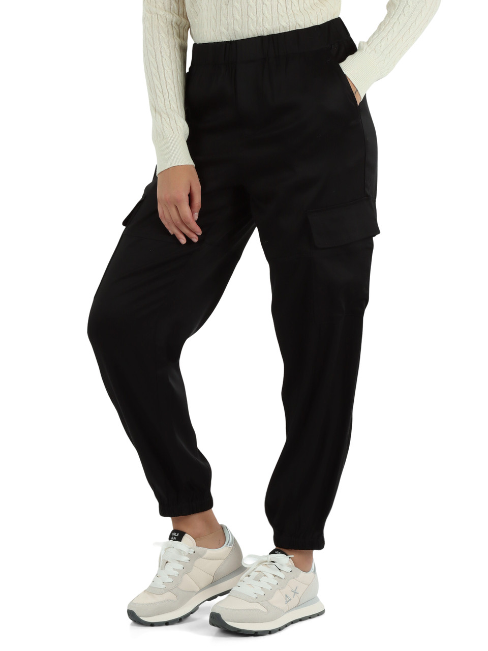 NERO | Pantalone cargo in misto cotone e viscosa