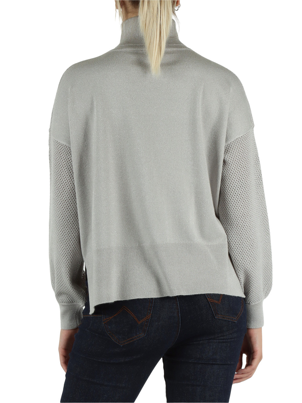 ARGENTO | JEANS: Maglia collo alto in misto viscosa e lurex