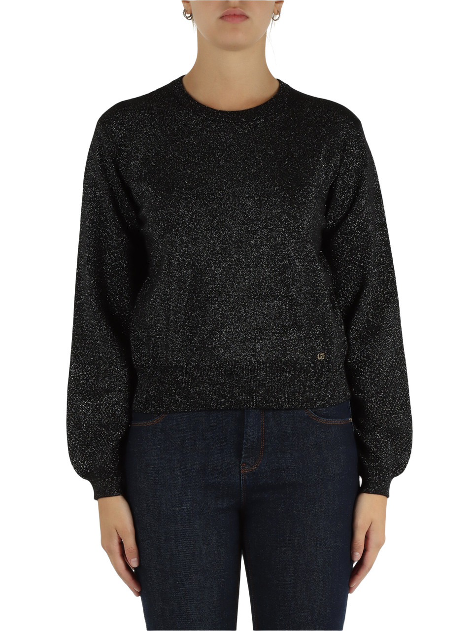 NERO | JEANS: Maglia girocollo in misto viscosa