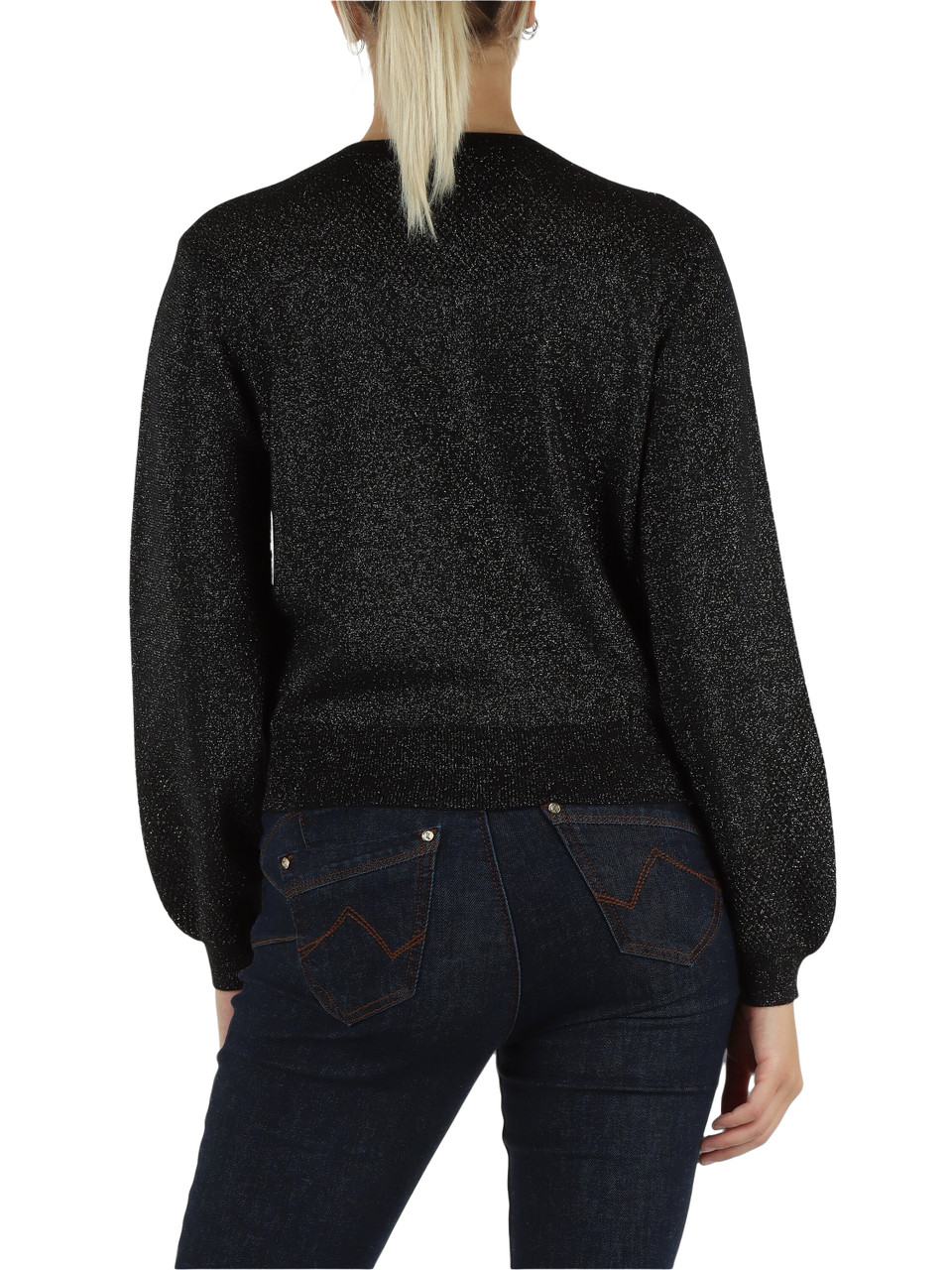 NERO | JEANS: Maglia girocollo in misto viscosa