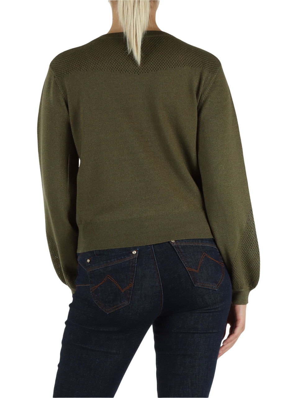VERDE MILITARE | JEANS: Maglia girocollo in misto viscosa