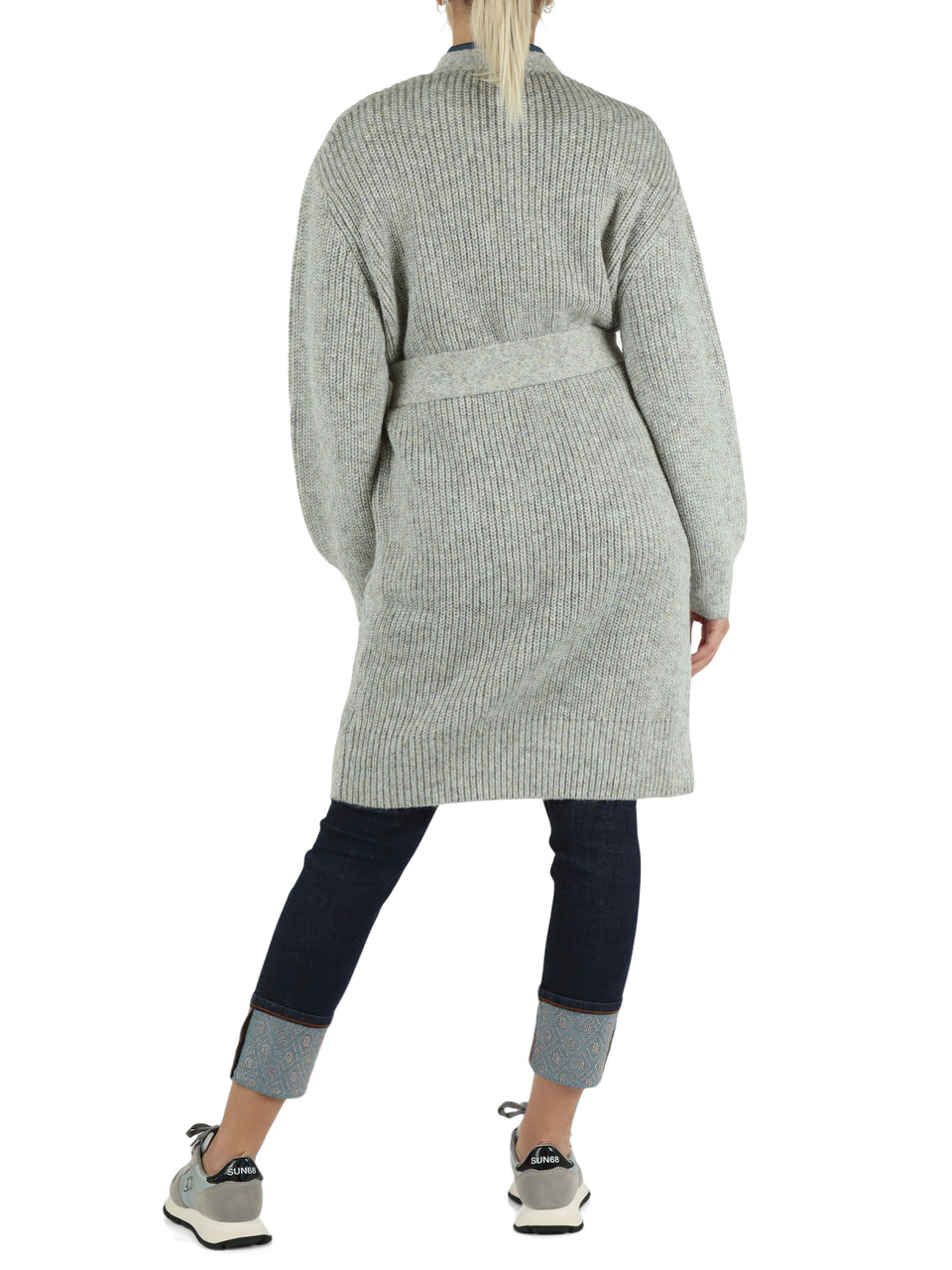 GRIGIO | JEANS: Maxi cardigan in misto lana