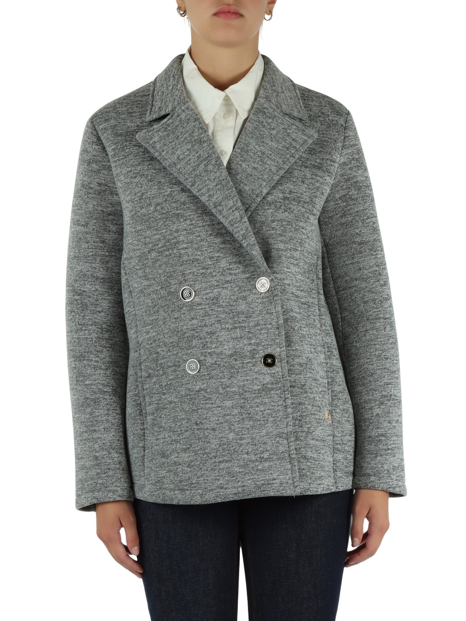 GRIGIO | JEANS: Caban sfoderato in tessuto stretch