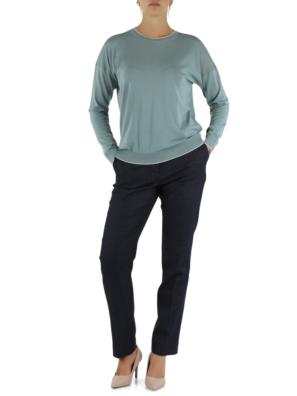 AZZURRO | Maglia girocollo in lana