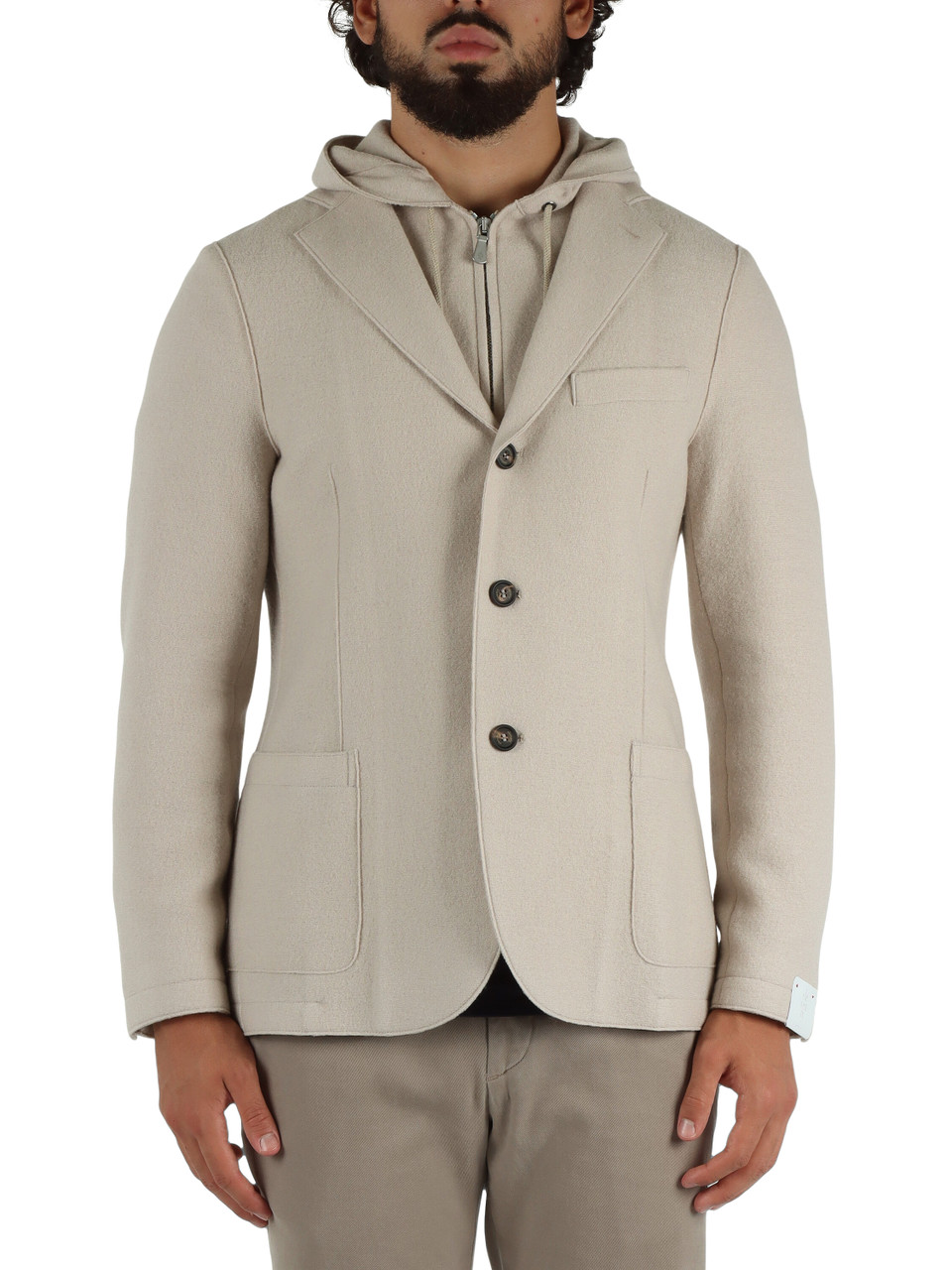 BEIGE | Giacca in lana con pettorina rimovibile