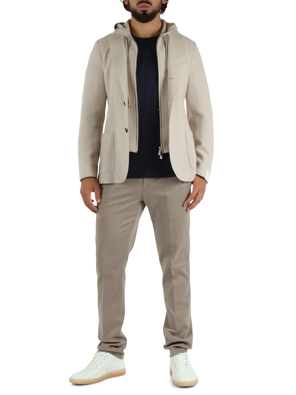 BEIGE | Giacca in lana con pettorina rimovibile