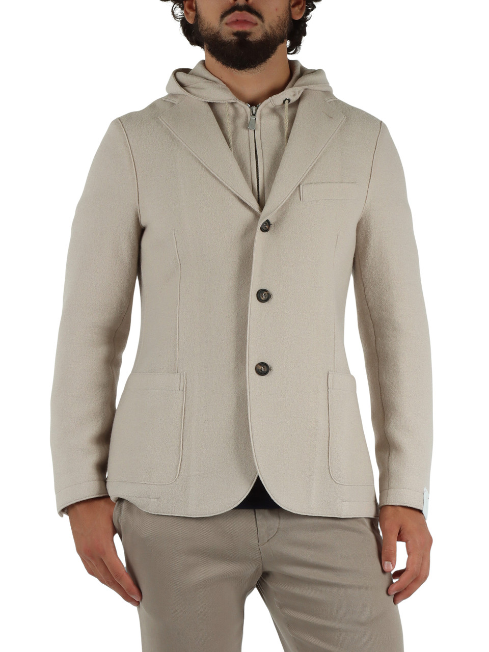 BEIGE | Giacca in lana con pettorina rimovibile