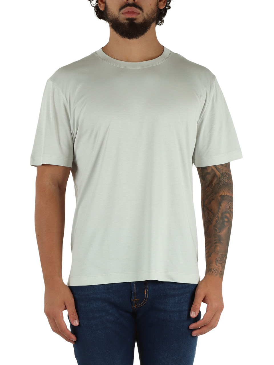 GRIGIO CHIARO | T-shirt girocollo in cotone e modal