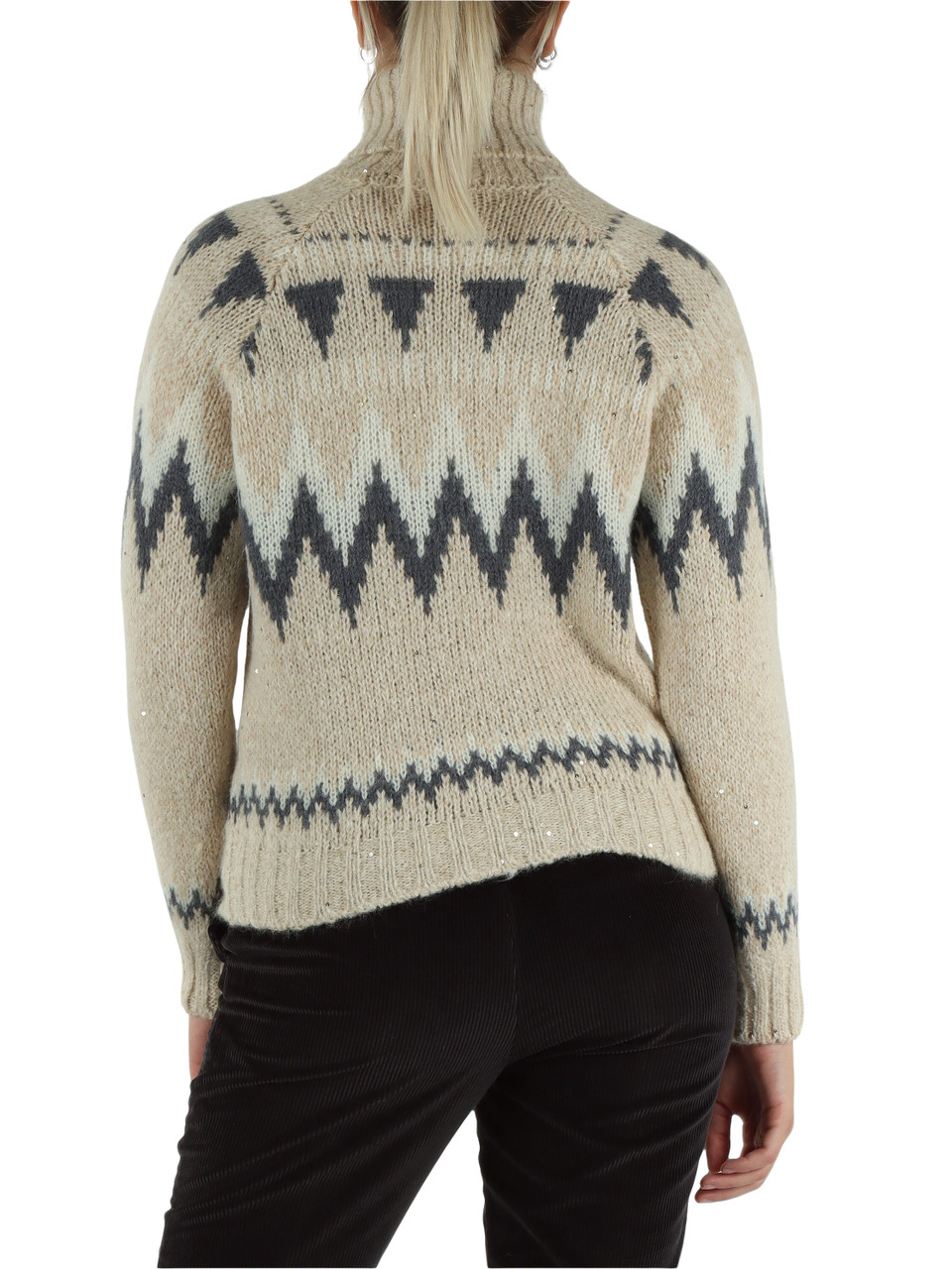 BEIGE | Maglia collo alto in misto lana e alpaca