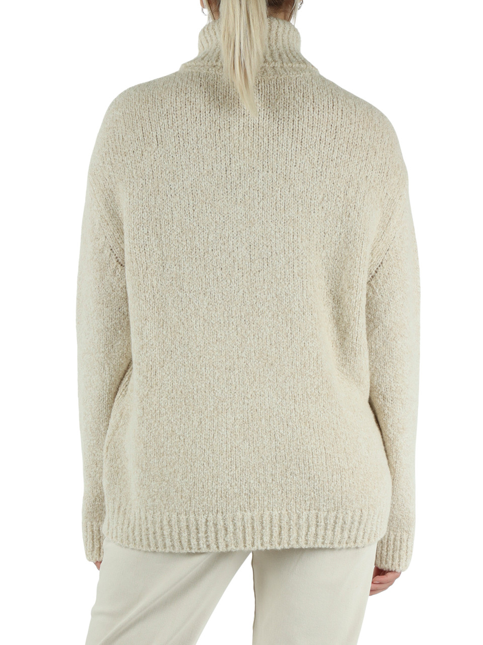 BEIGE | Maglia collo alto in misto lana e alpaca