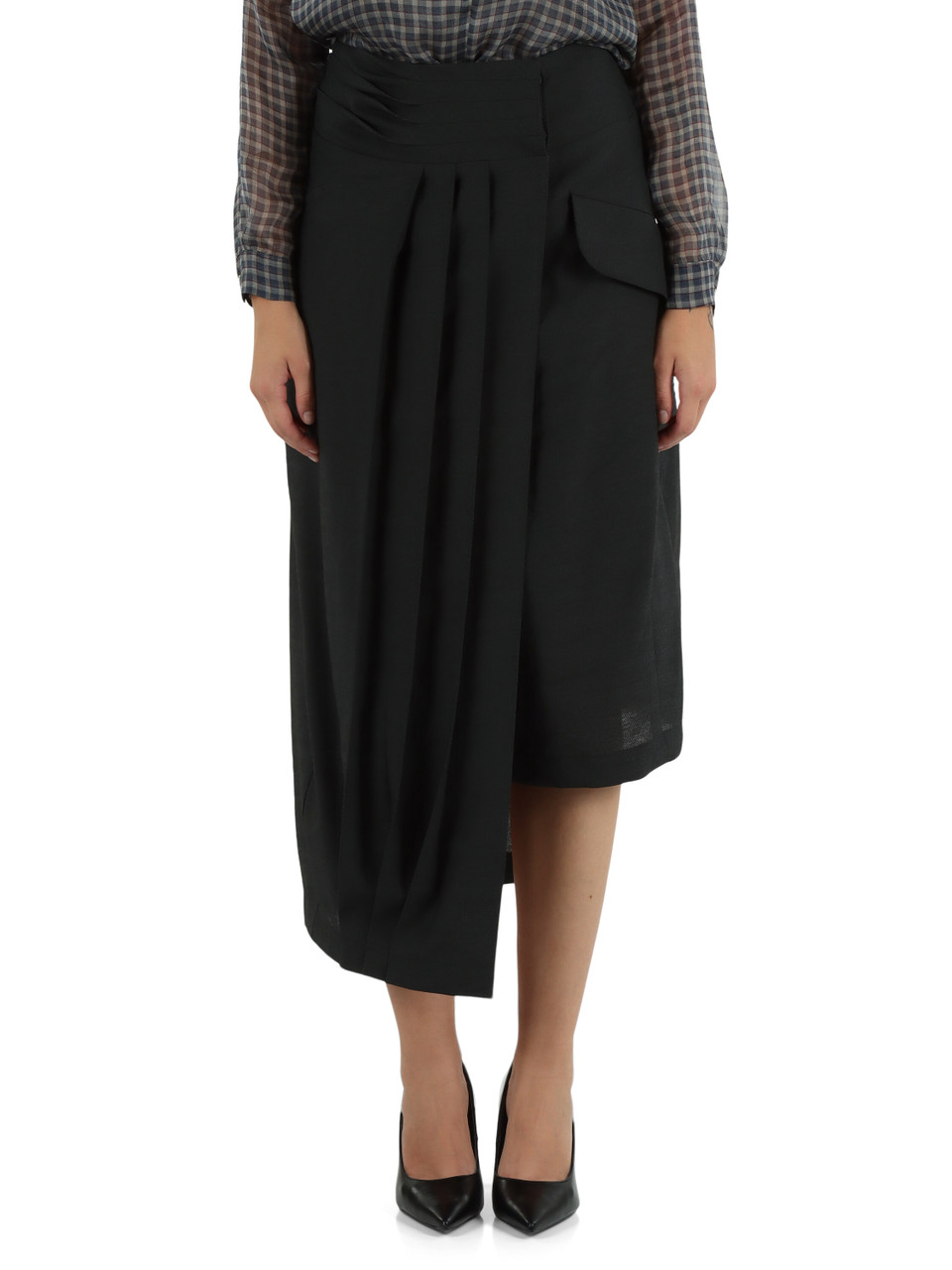 GRIGIO SCURO | Gonna asimmetrica a portafoglio in misto viscosa GRIGIO SCURO | Gonna asimmetrica a portafoglio in misto viscosa