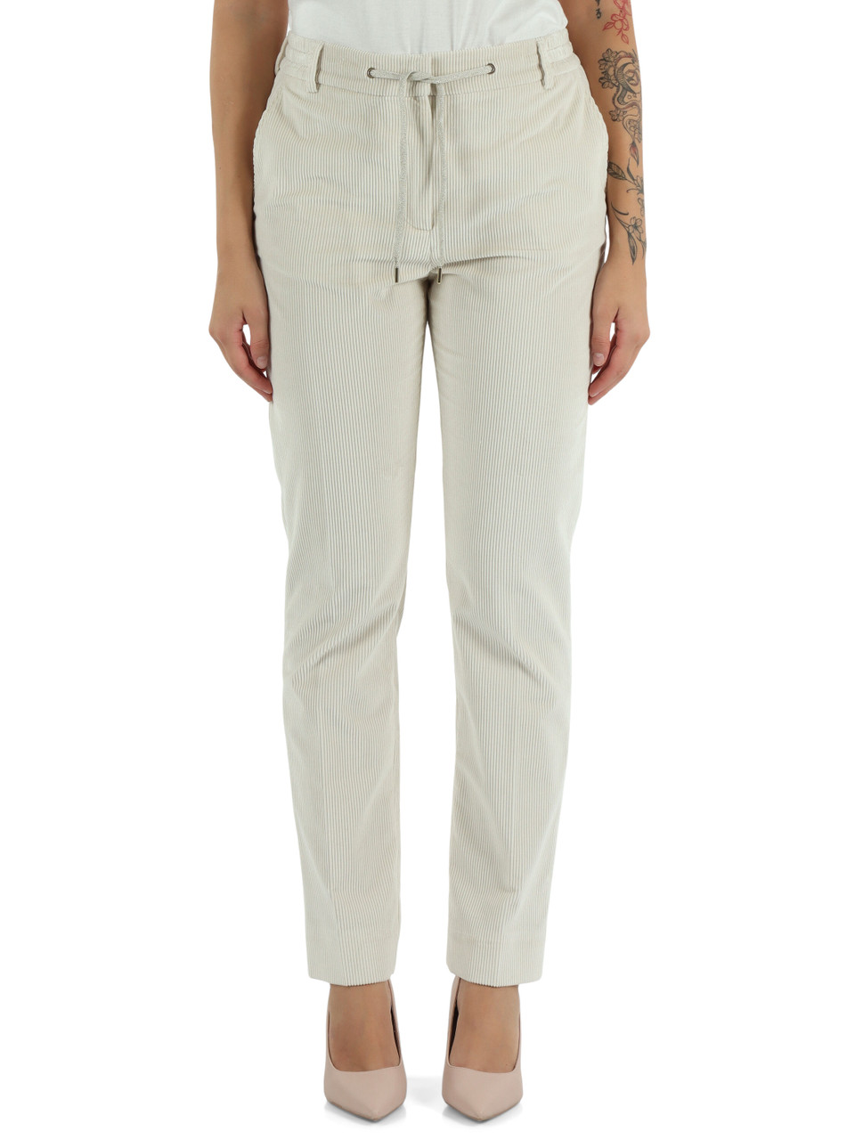 BEIGE | Pantalone jogger in velluto a coste