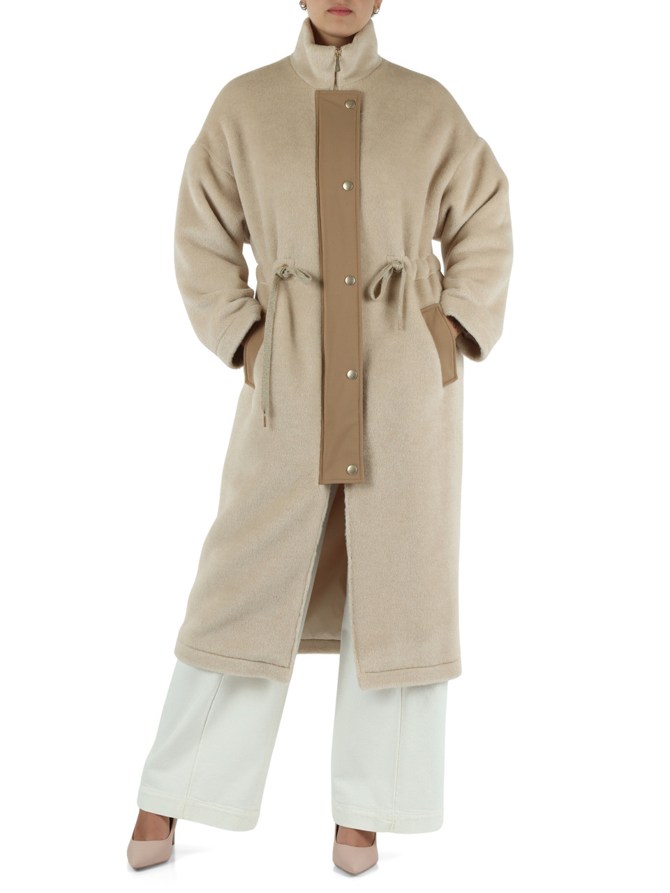 BEIGE | Cappotto in beaver di misto alpaca, cammello e cashmere
