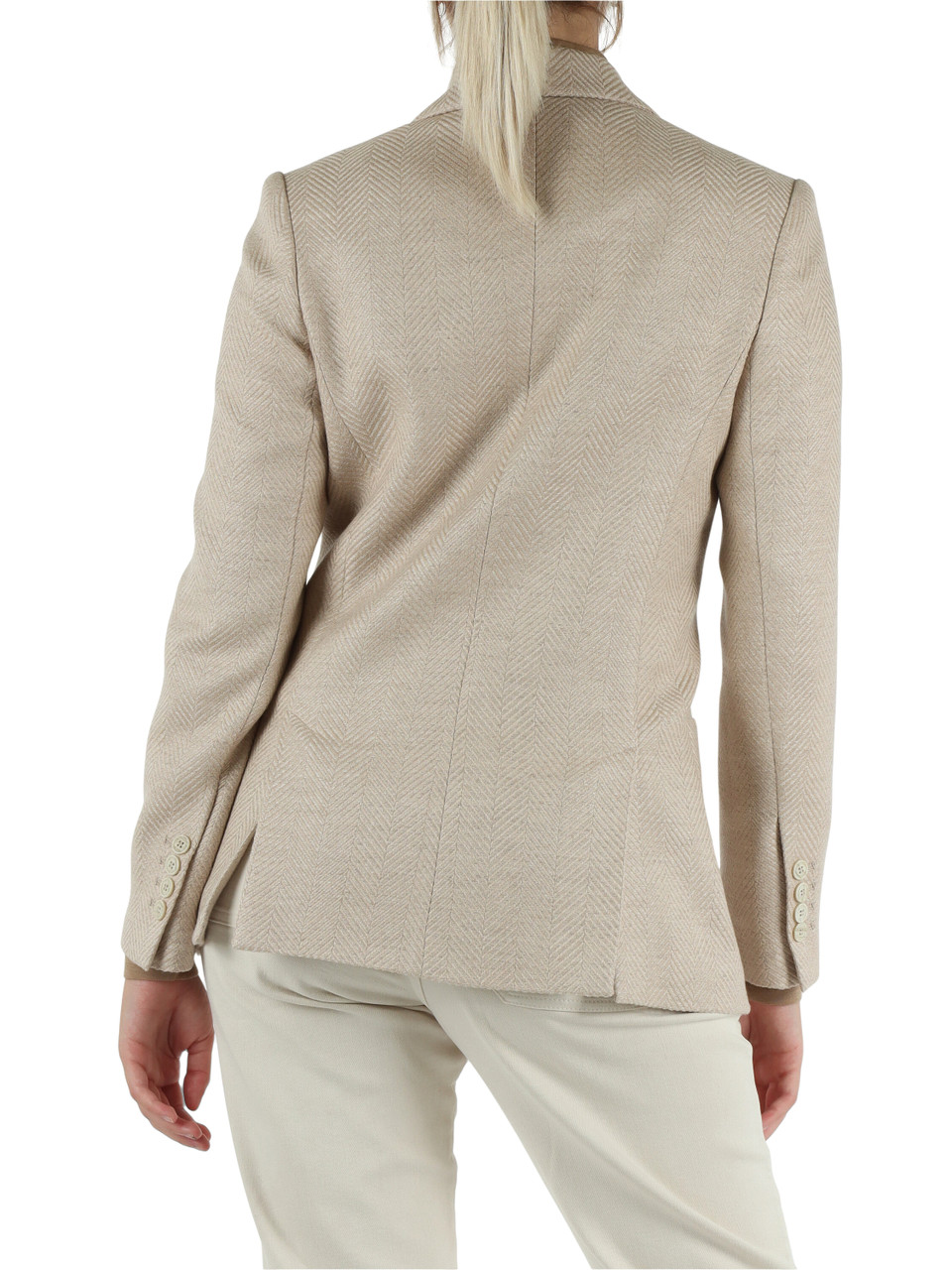 BEIGE | Giacca doppiopetto in seta e cashmere