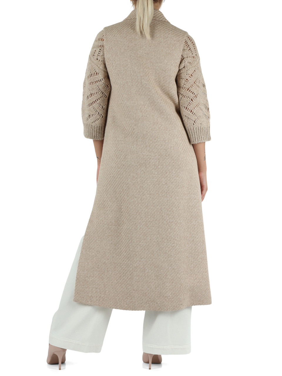 BEIGE | Gilet lungo in lana e alpaca