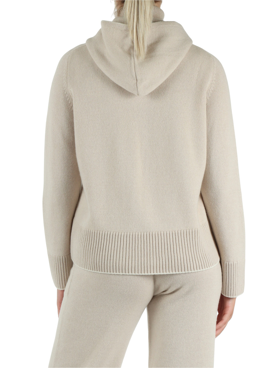 BEIGE | Cardigan in cashmere con zip e cappuccio