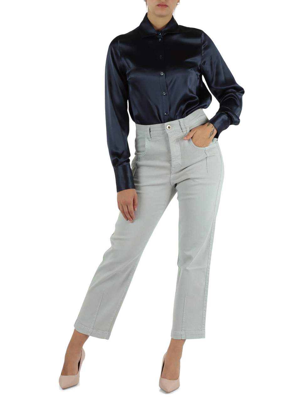 GRIGIO CHIARO | Pantalone quattro tasche in denim four season