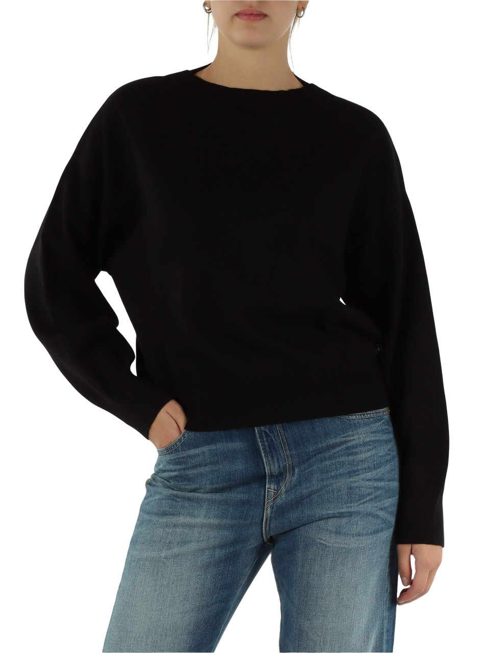 NERO | Maglia in misto viscosa con placca logo