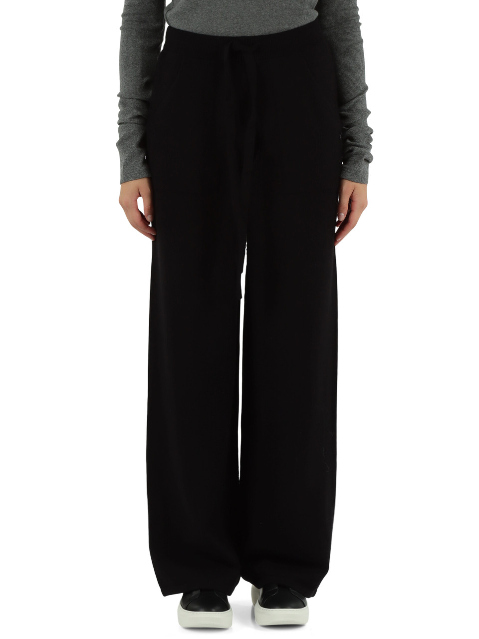 NERO | Pantalone gamba larga in misto viscosa