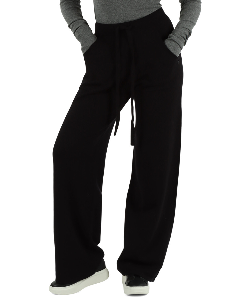 NERO | Pantalone gamba larga in misto viscosa