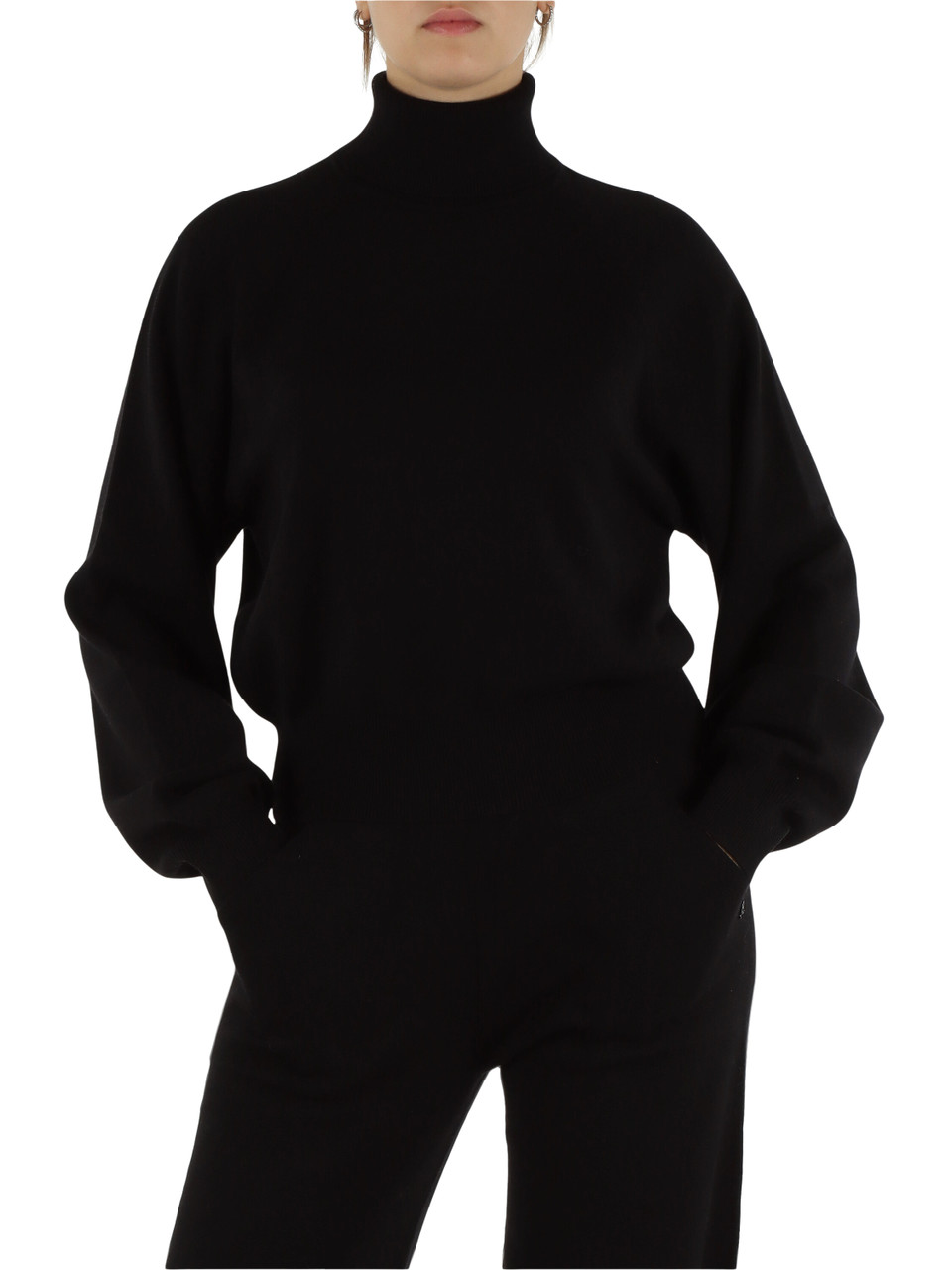 NERO | Maglia collo alto in misto viscosa