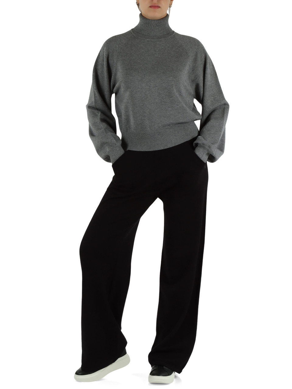 GRIGIO | Maglia collo alto in misto viscosa