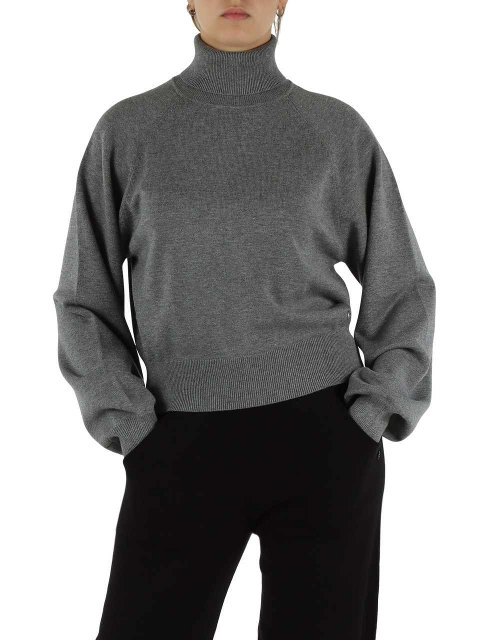 GRIGIO | Maglia collo alto in misto viscosa