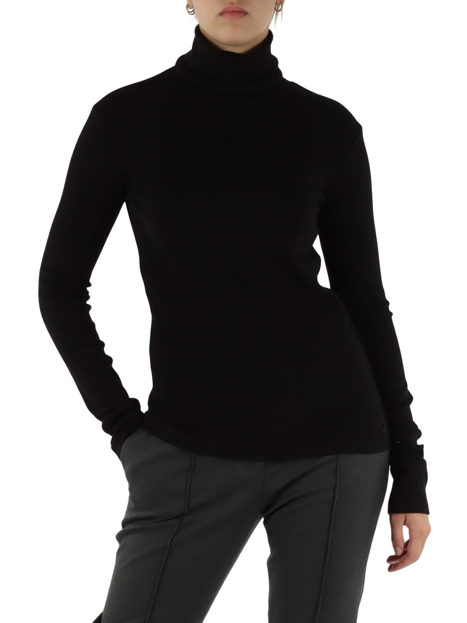 NERO | T-shirt maniche lunghe collo alto in cotone