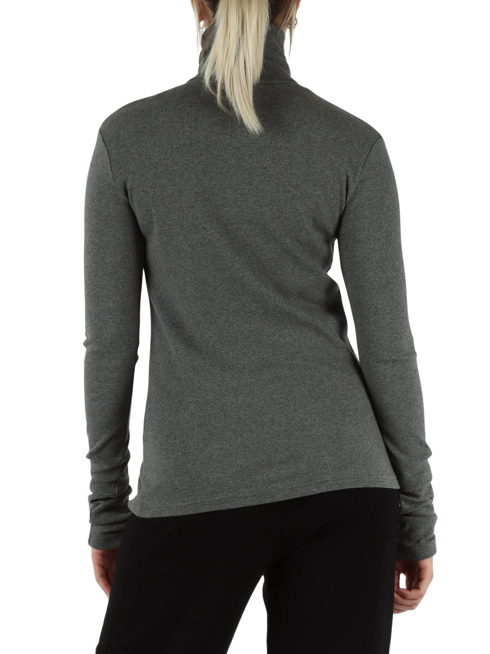 GRIGIO | T-shirt maniche lunghe collo alto in cotone