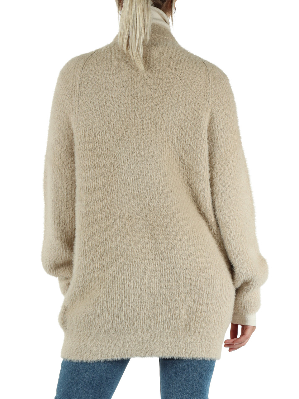 BEIGE | Cardigan lungo effetto hairy