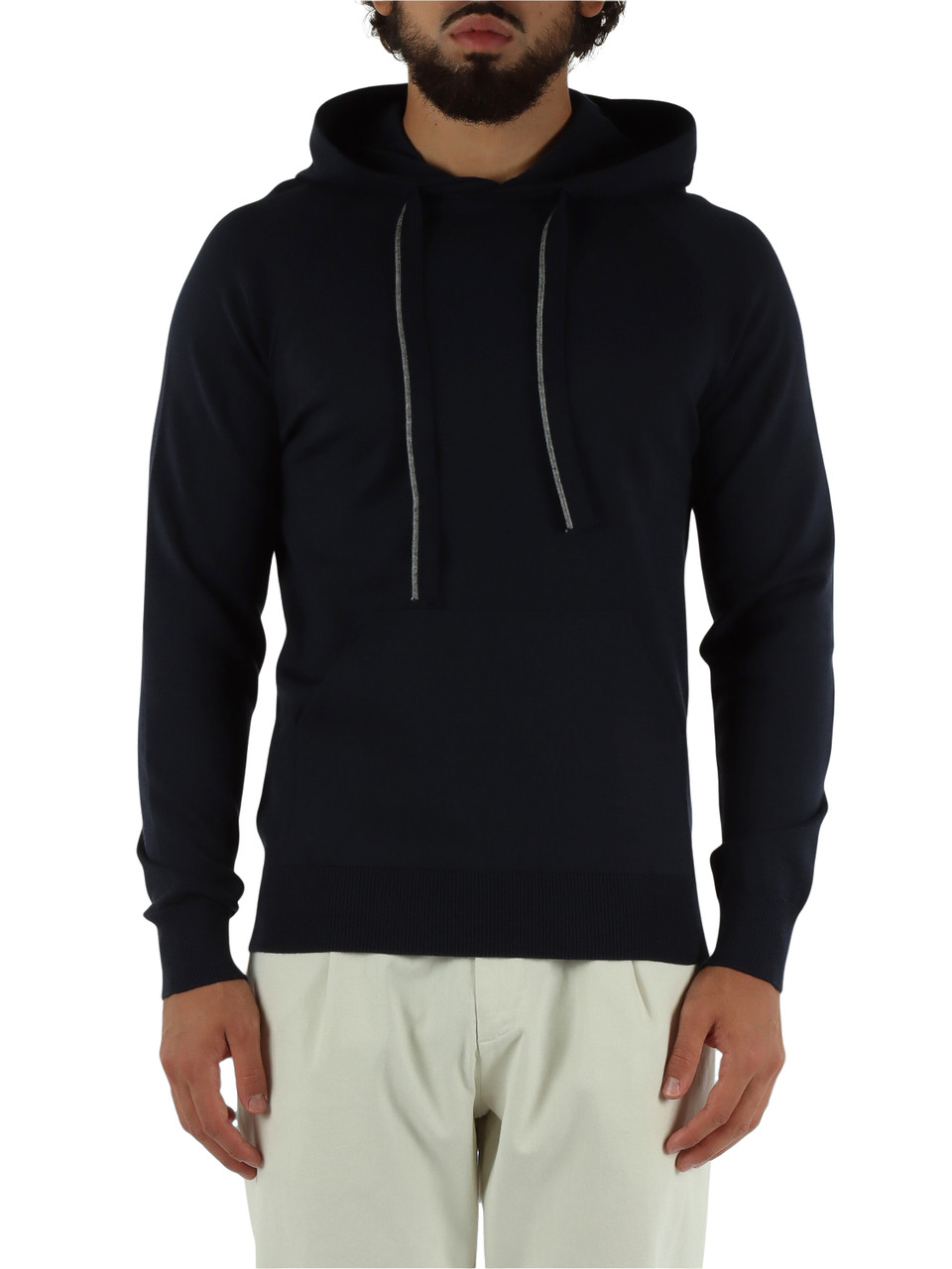 BLU | Maglia con cappuccio in misto viscosa