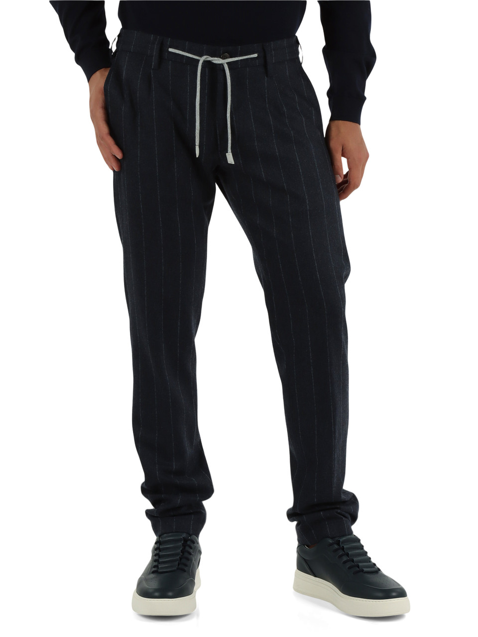 GRIGIO SCURO | Pantaloni gessati in lana e cashmere