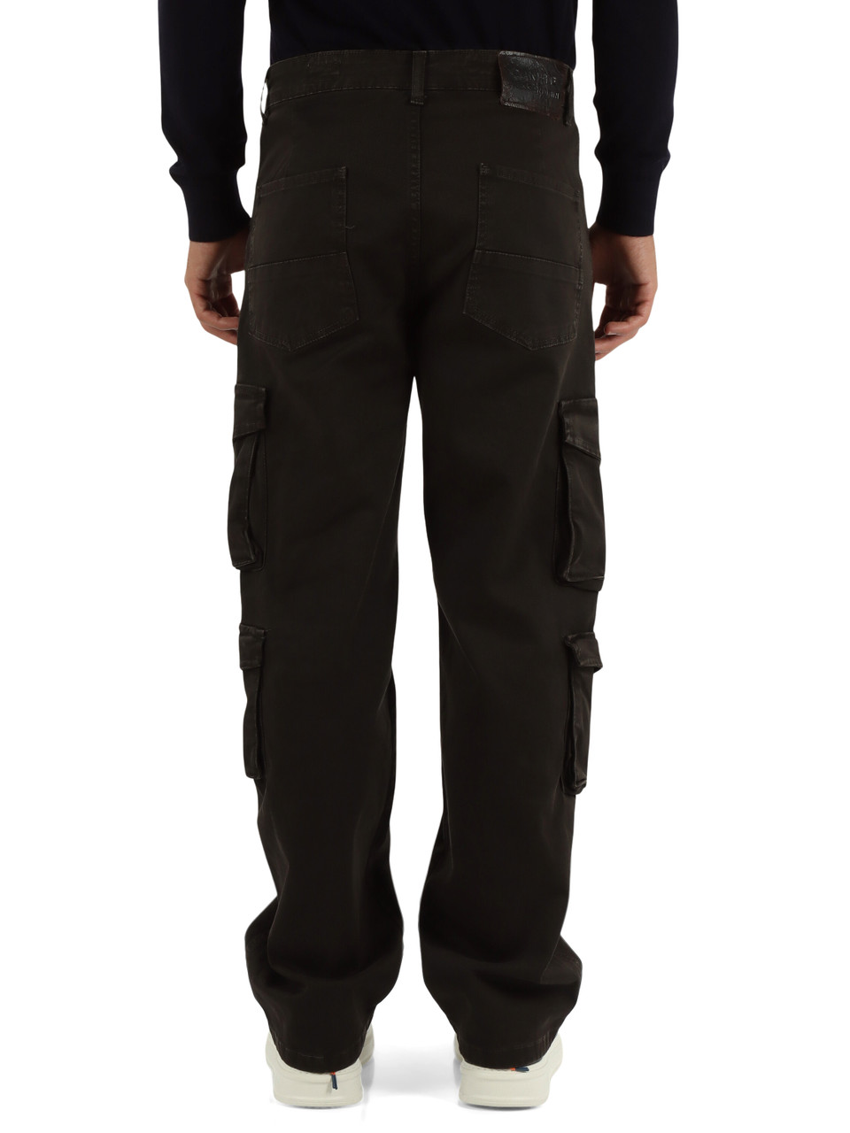 MARRONE | Pantaloni cargo Antifit in twill di cotone stretch