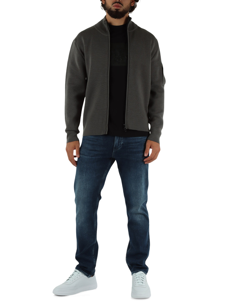 NERO | T-shirt in cotone con stampa logo frontale