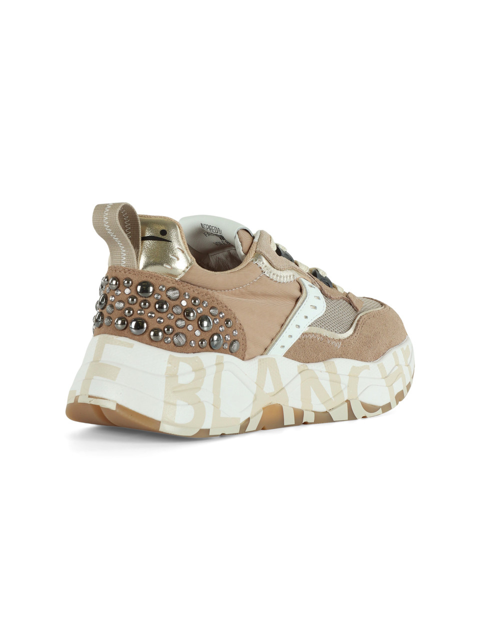 BEIGE | Sneakers in pelle e tessuto CLUB 105 con borchie