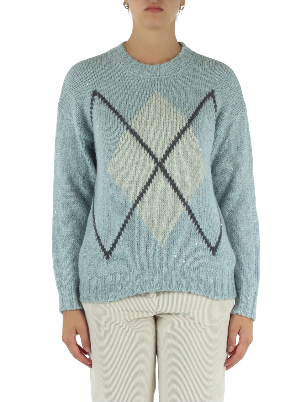 AZZURRO | Maglia girocollo in misto alpaca, cashmere e mohair