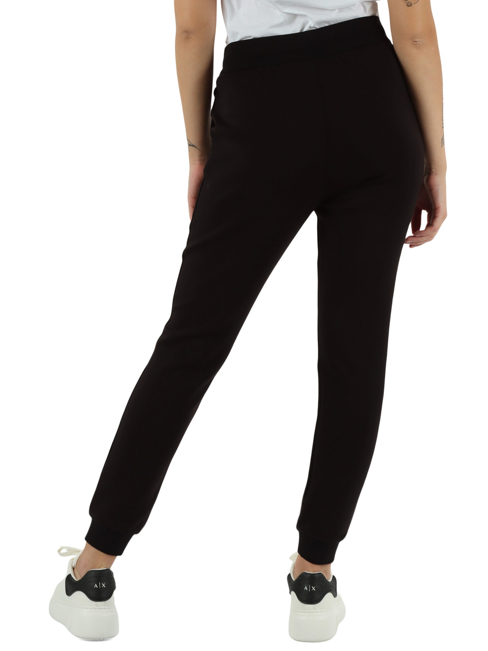 NERO | Pantaloni sportivi in misto viscosa con logo in strass