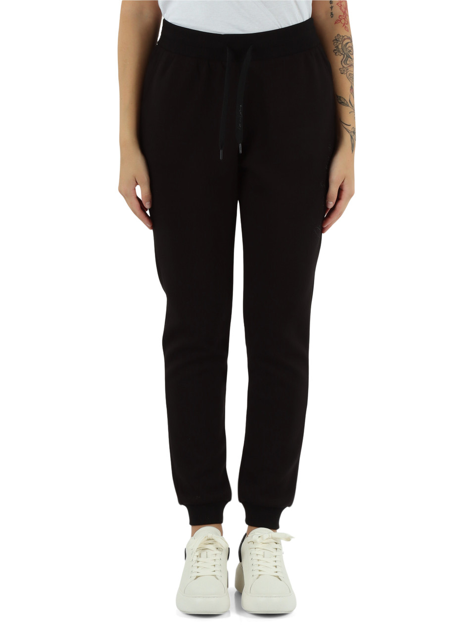 NERO | Pantaloni sportivi in misto viscosa con ricamo logo