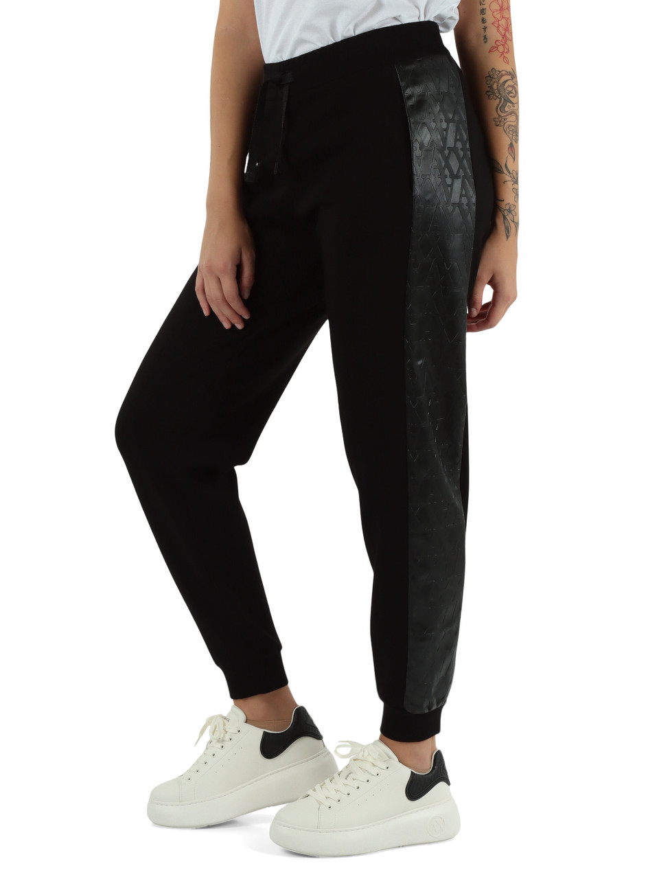 NERO | Pantalone sportivo in misto viscosa con inserti a contrasto