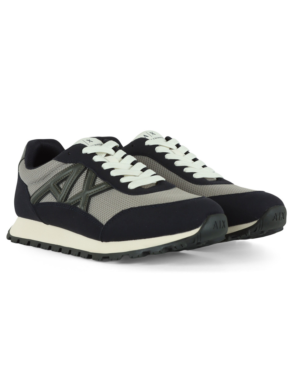 GRIGIO | Sneakers in tessuto ed ecopelle con patch logo
